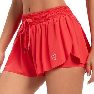 LUOGONZI red cheerleader Flowy athletic short size S